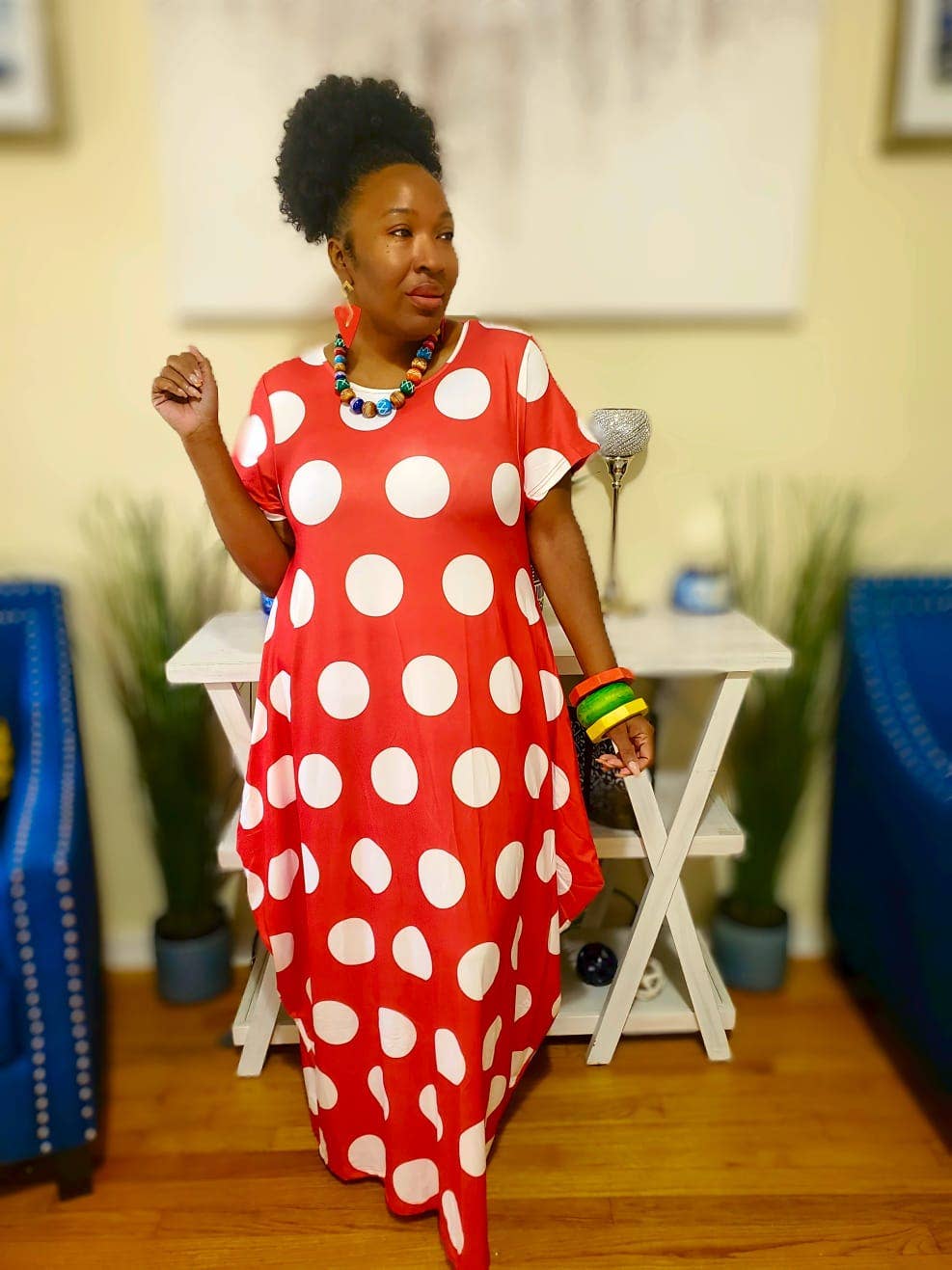 Bubble Dress Red & White Polkadot