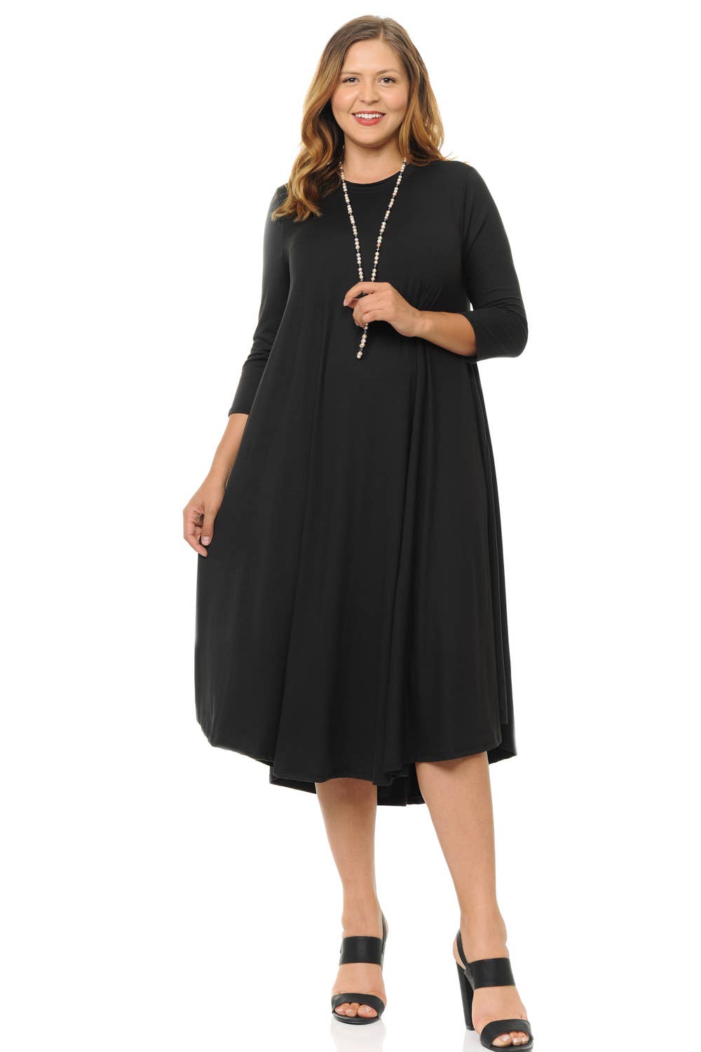 A Line Swing Trapeze Midi Dress Plus