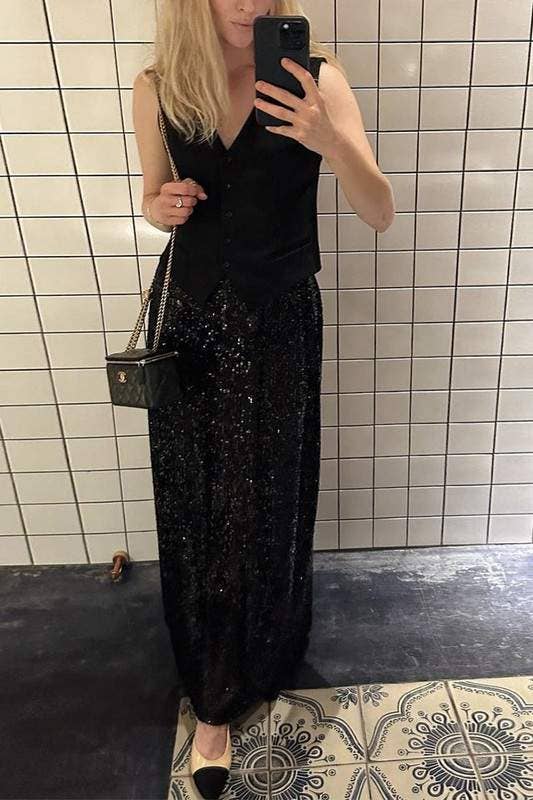 Sequins long skirt