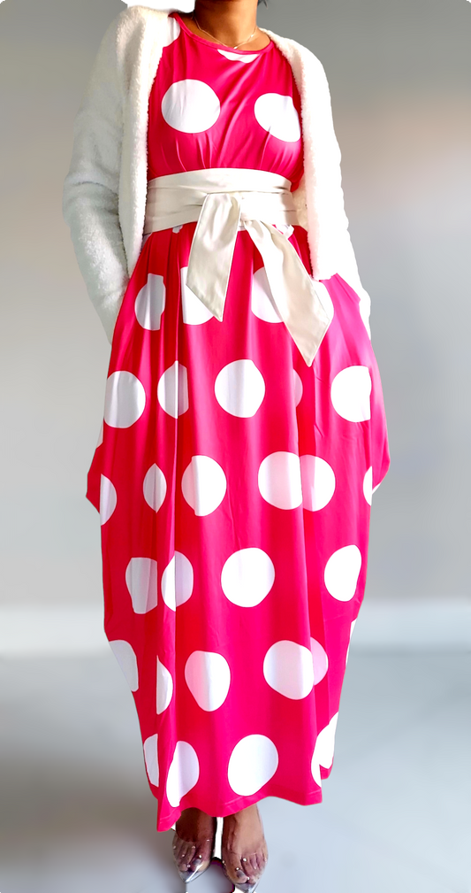 Bubble Dress Red & White Polkadot