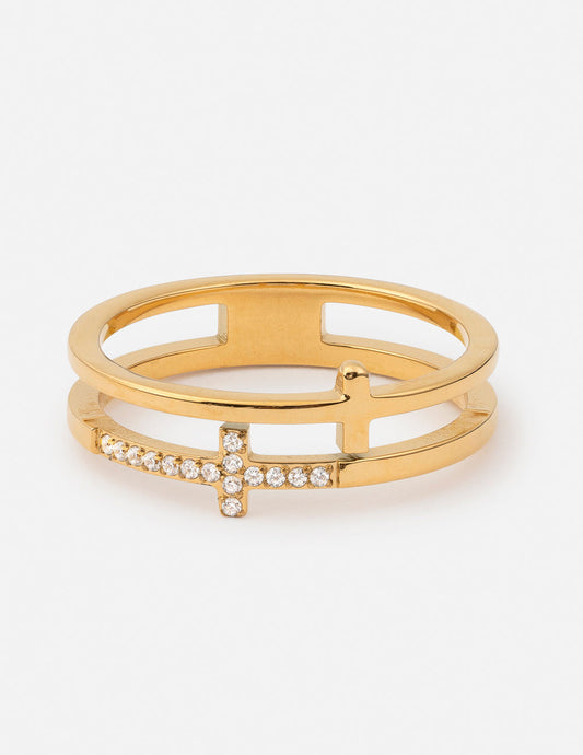 Stacked Cross Gem Ring