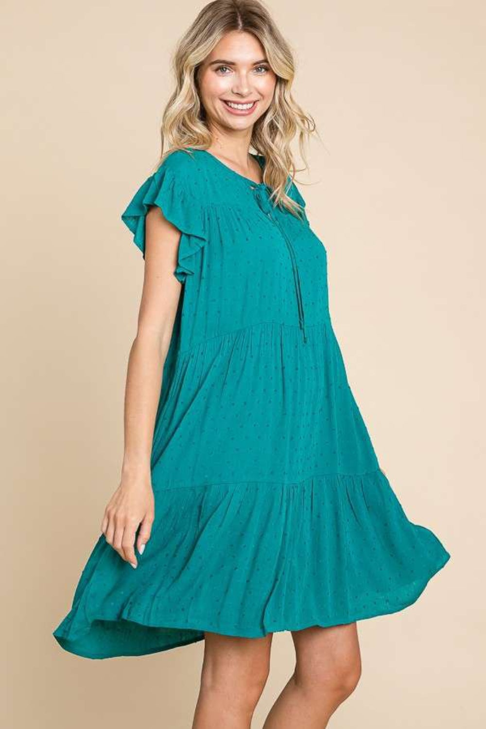 Ruffle Cap Sleeve Tiered Dress