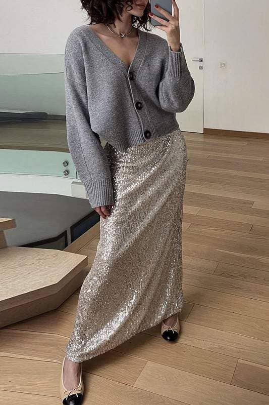 Sequins long skirt