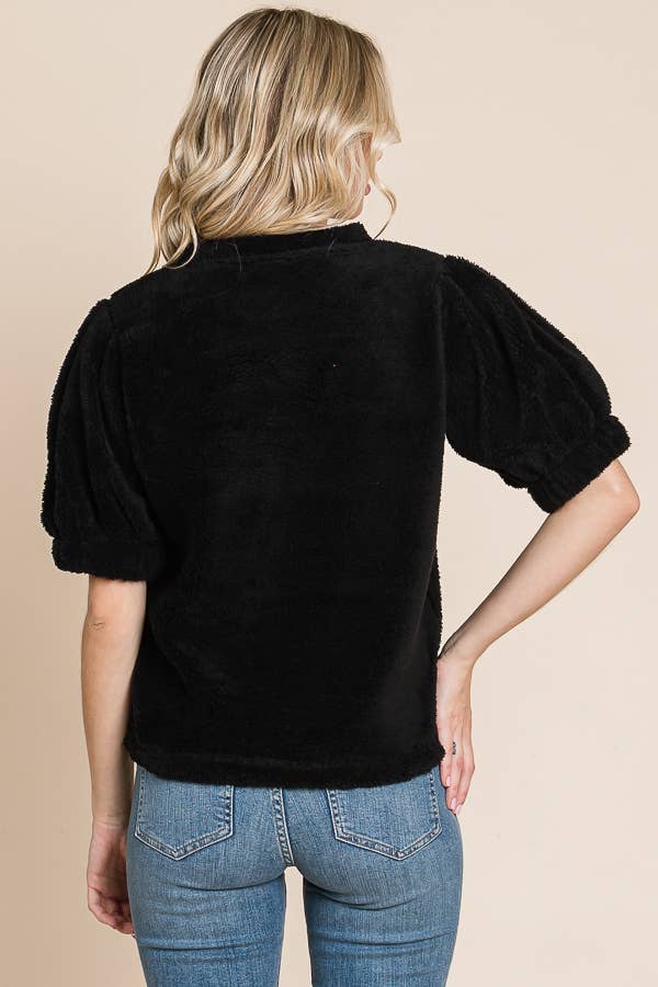 Crew Neck Puff Sleeve Top