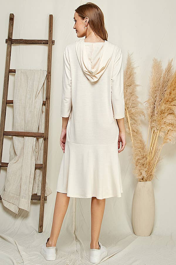 Hoodie Flare Ruffle Hem Midi Dress