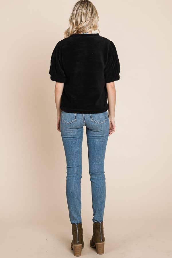 Crew Neck Puff Sleeve Top