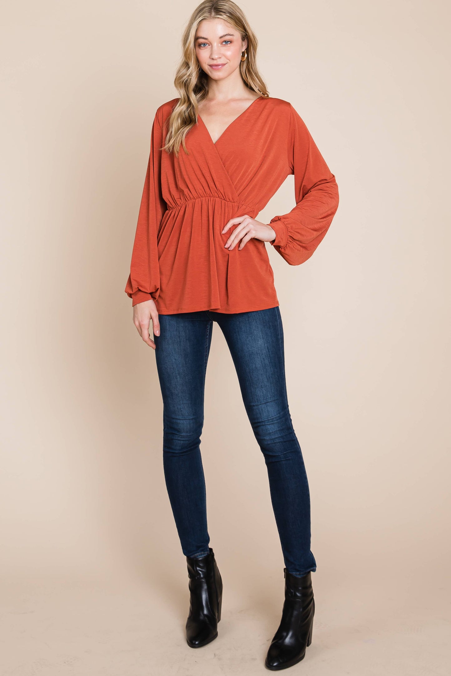 TL1736  LONG SLEEVE WRAP TUNIC