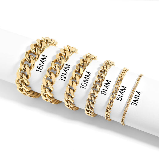 Stainless Steel 18K Gold PVD Coated Diamond Cut Curb Chain Bracelet