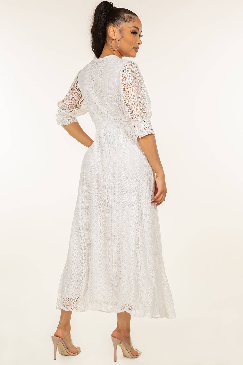 Women's Solid Crochet Maxi Dress