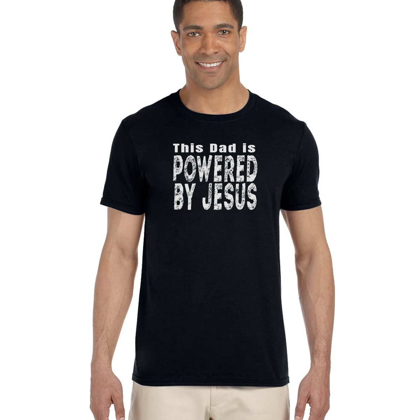 This Dad is Powered by Jesus Christian T-Shirt