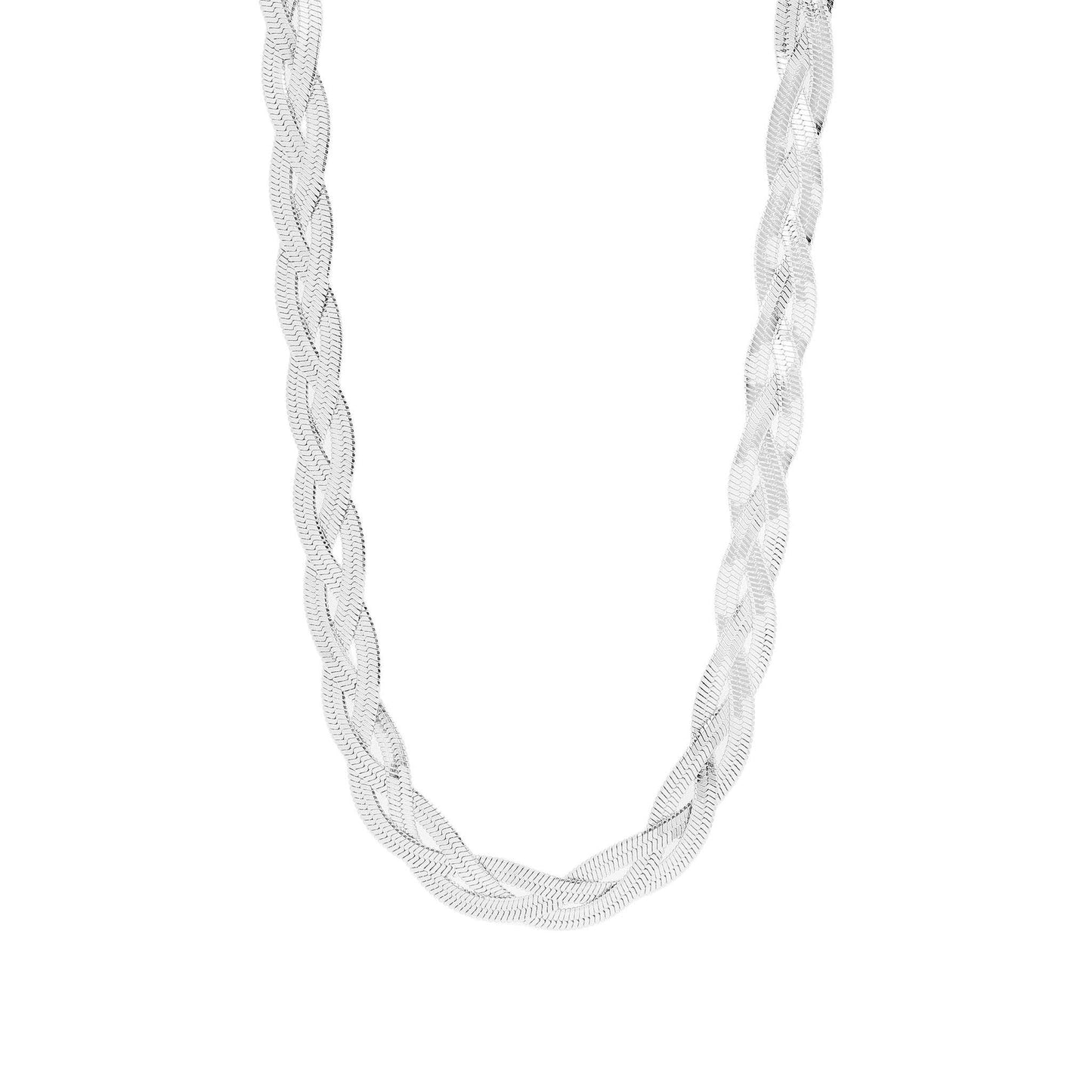 18K Gold PVD Stainless Steel Interwoven Herringbone Chain Necklace