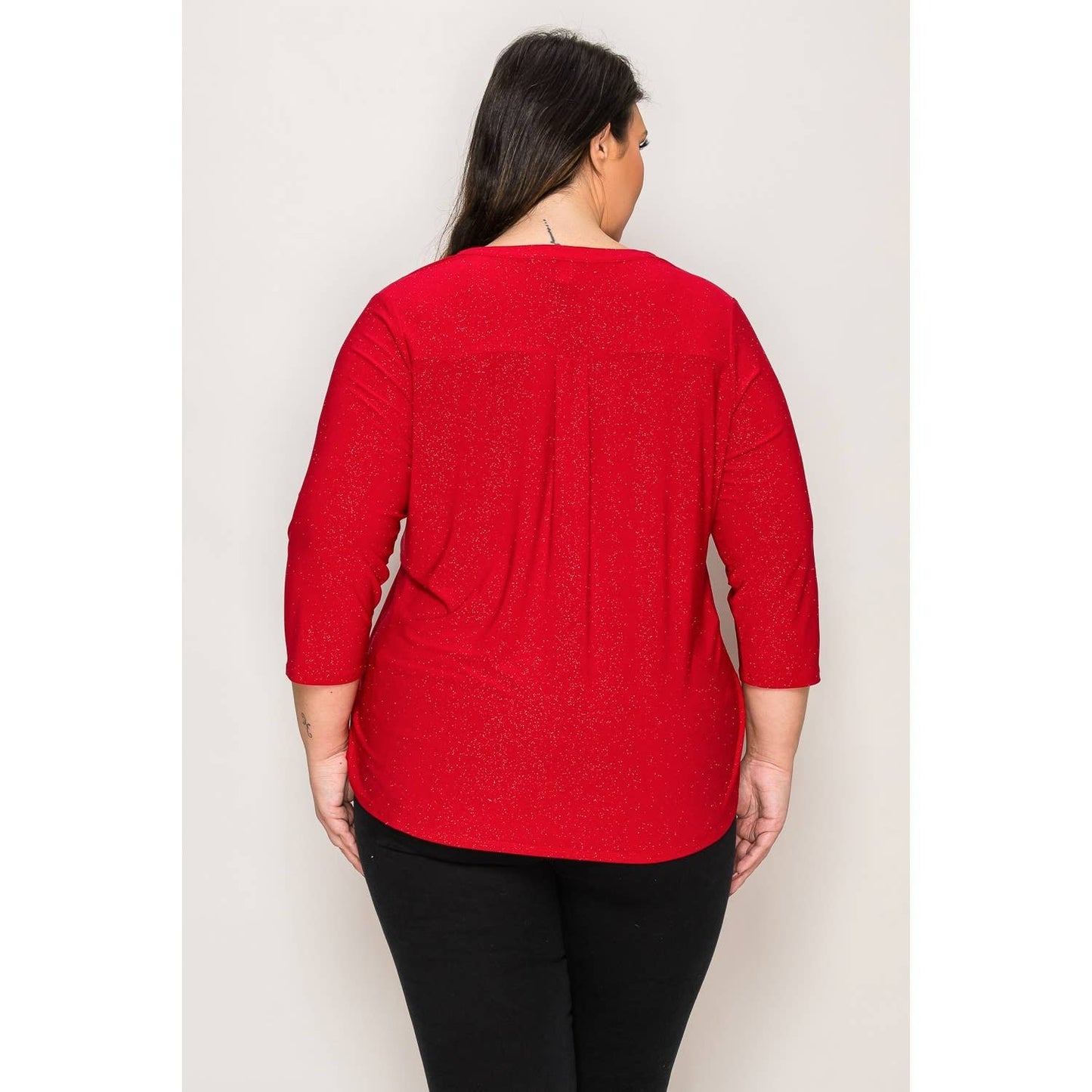 PLUS ITY GLITTER HENLEY SHIRT