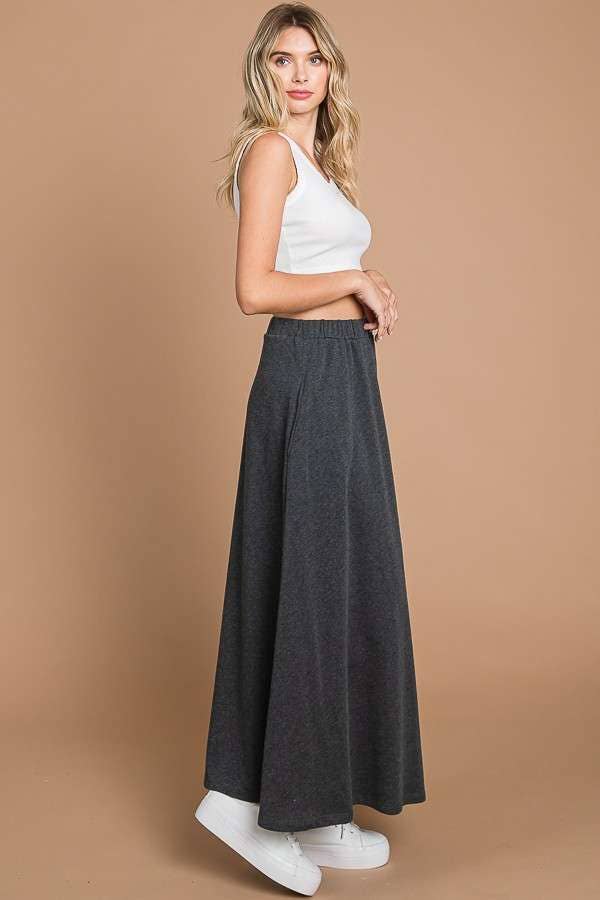 CBF1942-Maxi Full Solid Skirt