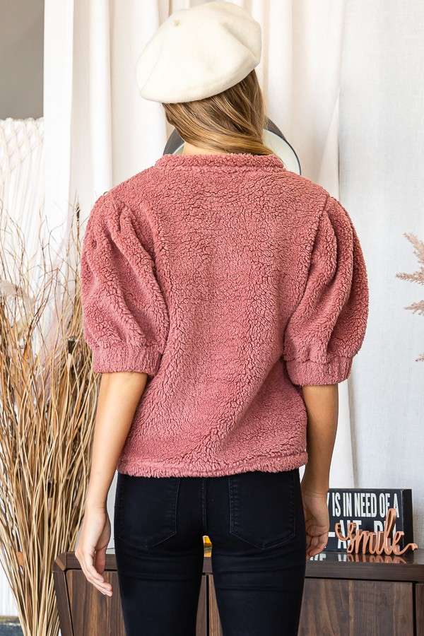 Crew Neck Puff Sleeve Top