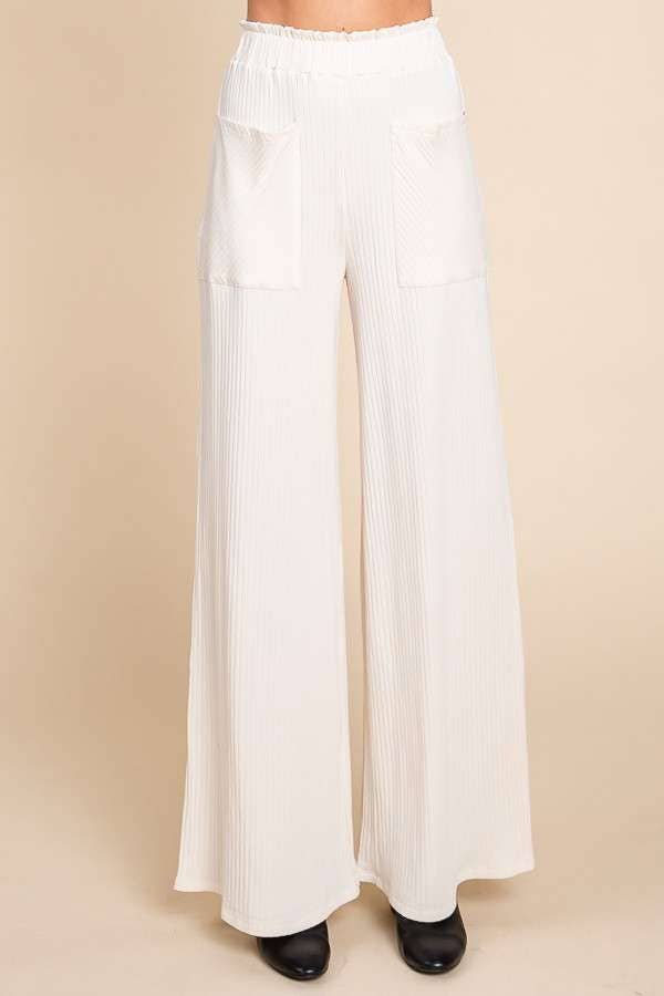 Ruching Frill Wasit Wide Pants