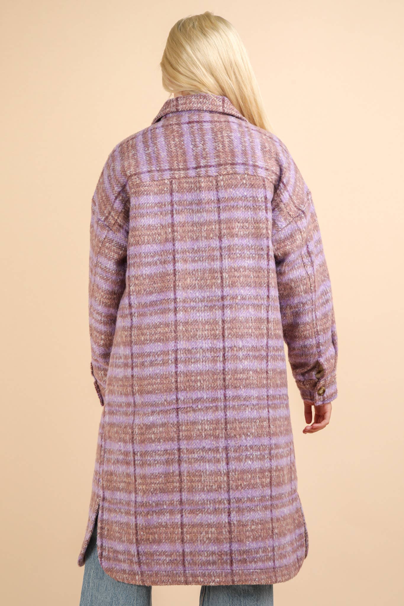 NJ90325-Aztec & Plaid Printed Shacket Jacket Coat