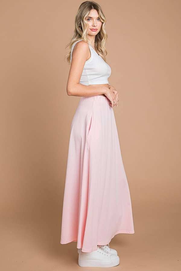 CBF1942-Maxi Full Solid Skirt