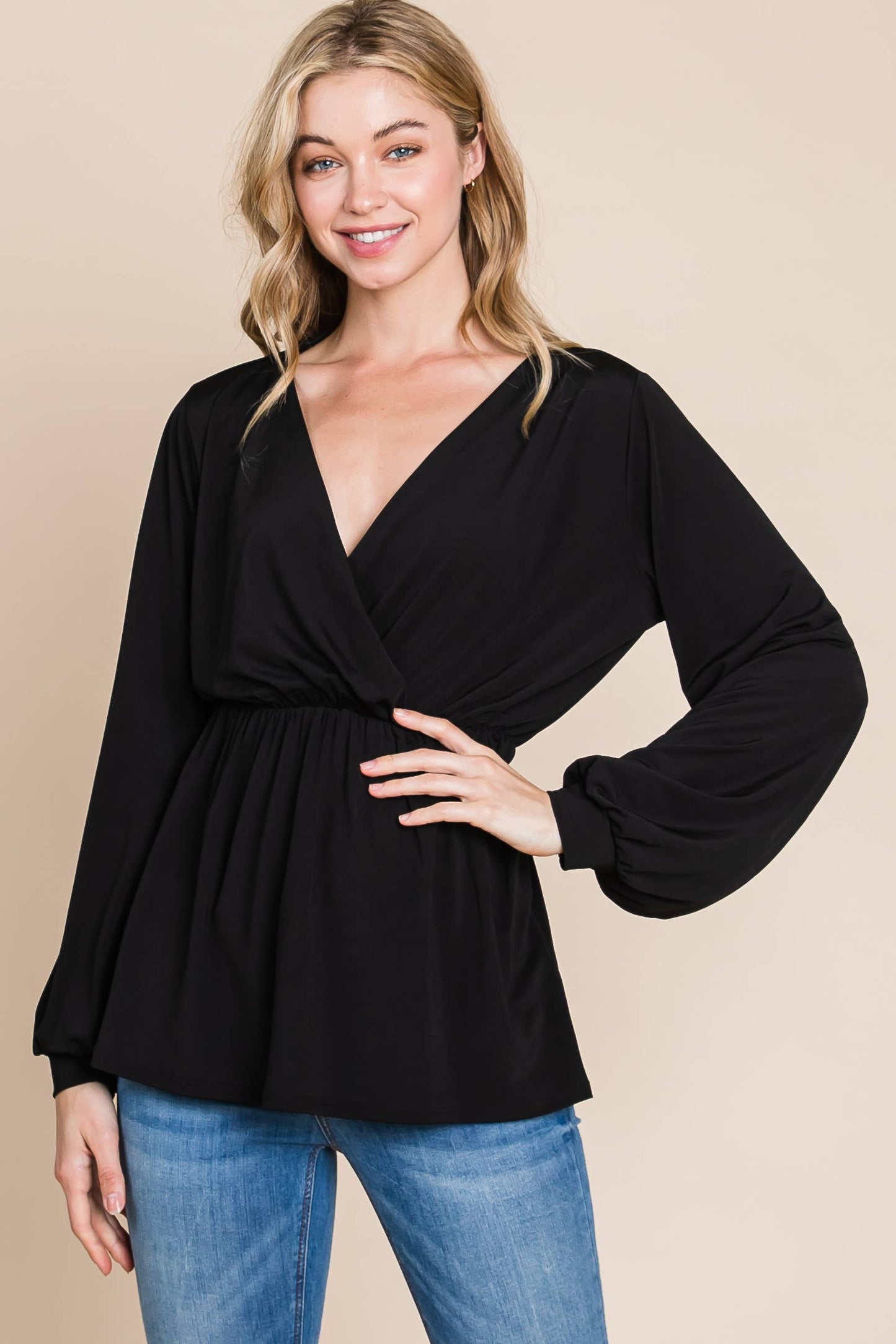 TL1736  LONG SLEEVE WRAP TUNIC
