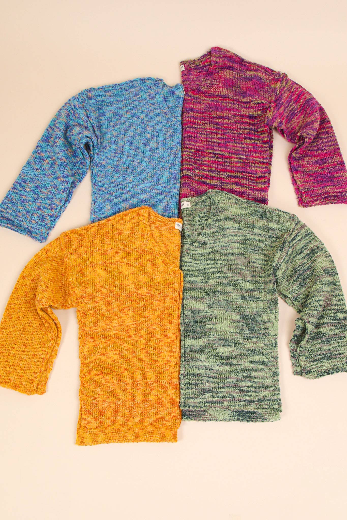 12W3270N-Oversized Casual Multi Color Knit Sweater Top