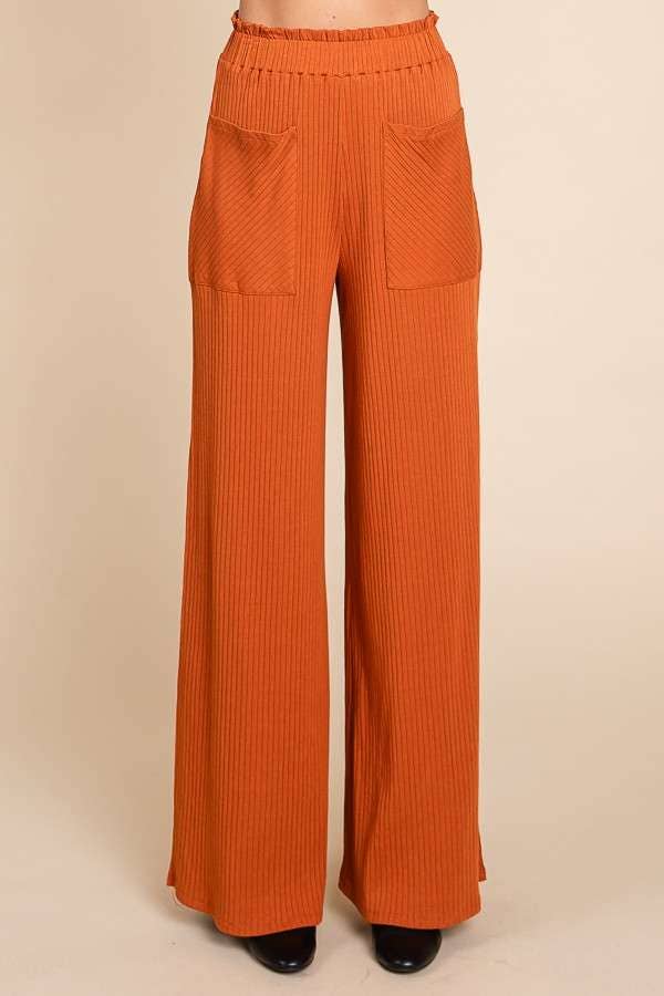 Ruching Frill Wasit Wide Pants