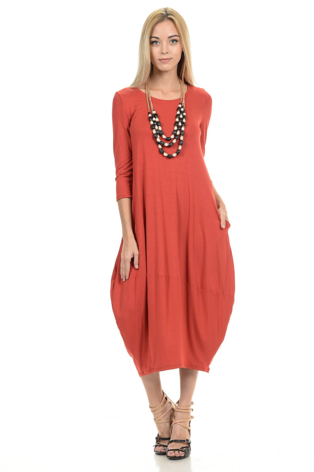 Cocoon Midi Dress with Pockets