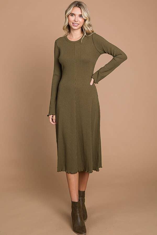 Crew Neck Bell Sleeve Dress