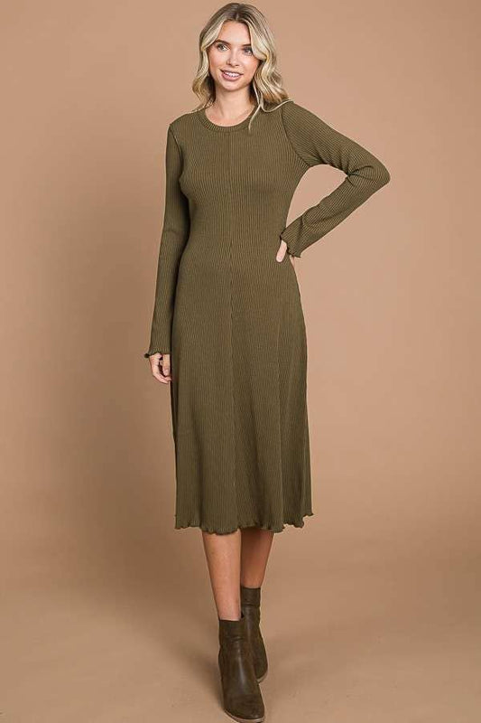 Crew Neck Bell Sleeve Dress