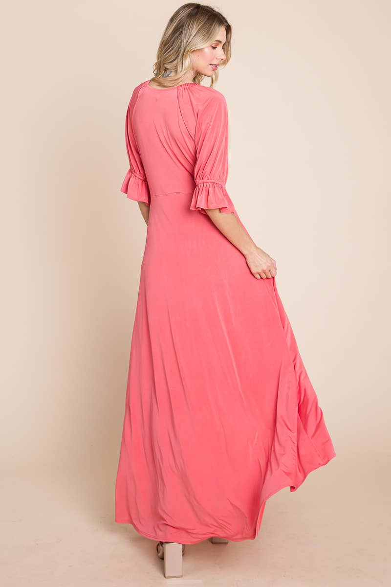 ETD-838 Solid Venezia Faux Wrap Dress
