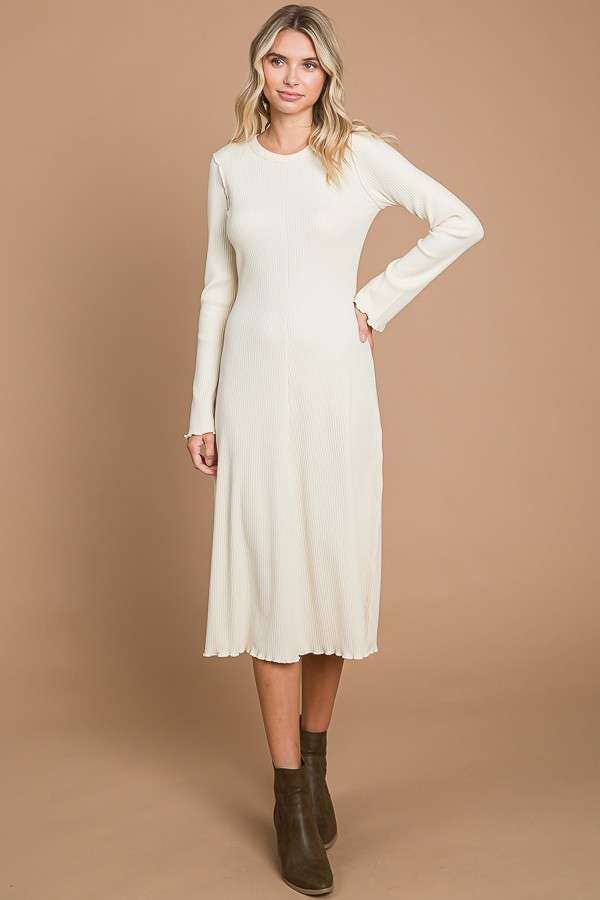 Crew Neck Bell Sleeve Dress