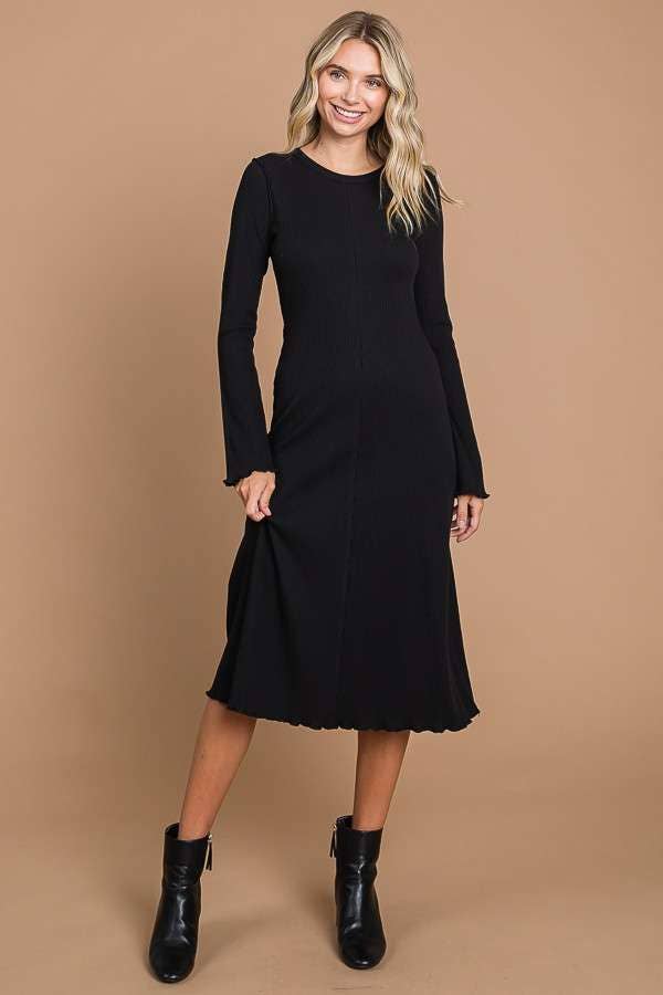 Crew Neck Bell Sleeve Dress