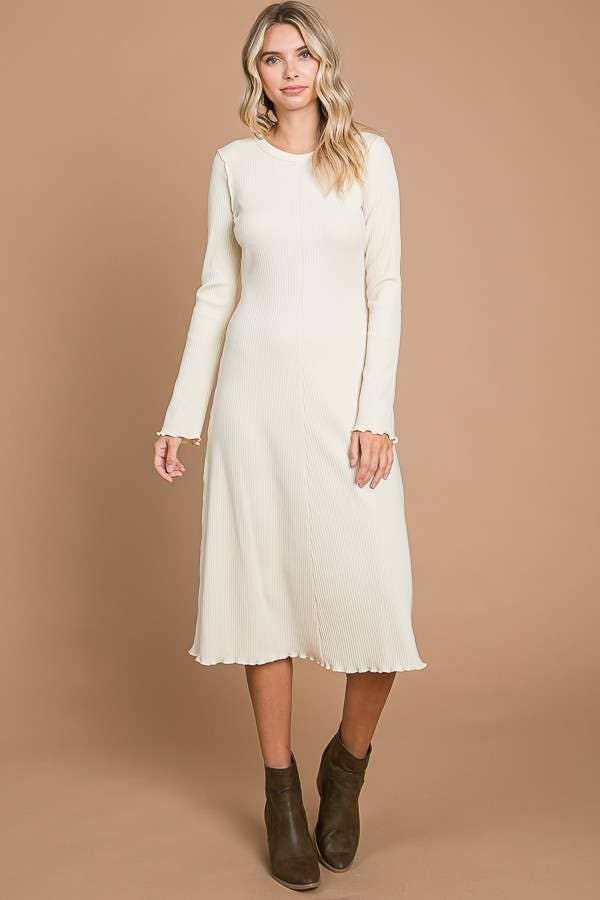 Crew Neck Bell Sleeve Dress