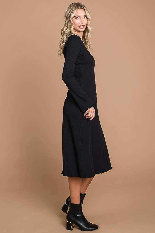 Crew Neck Bell Sleeve Dress