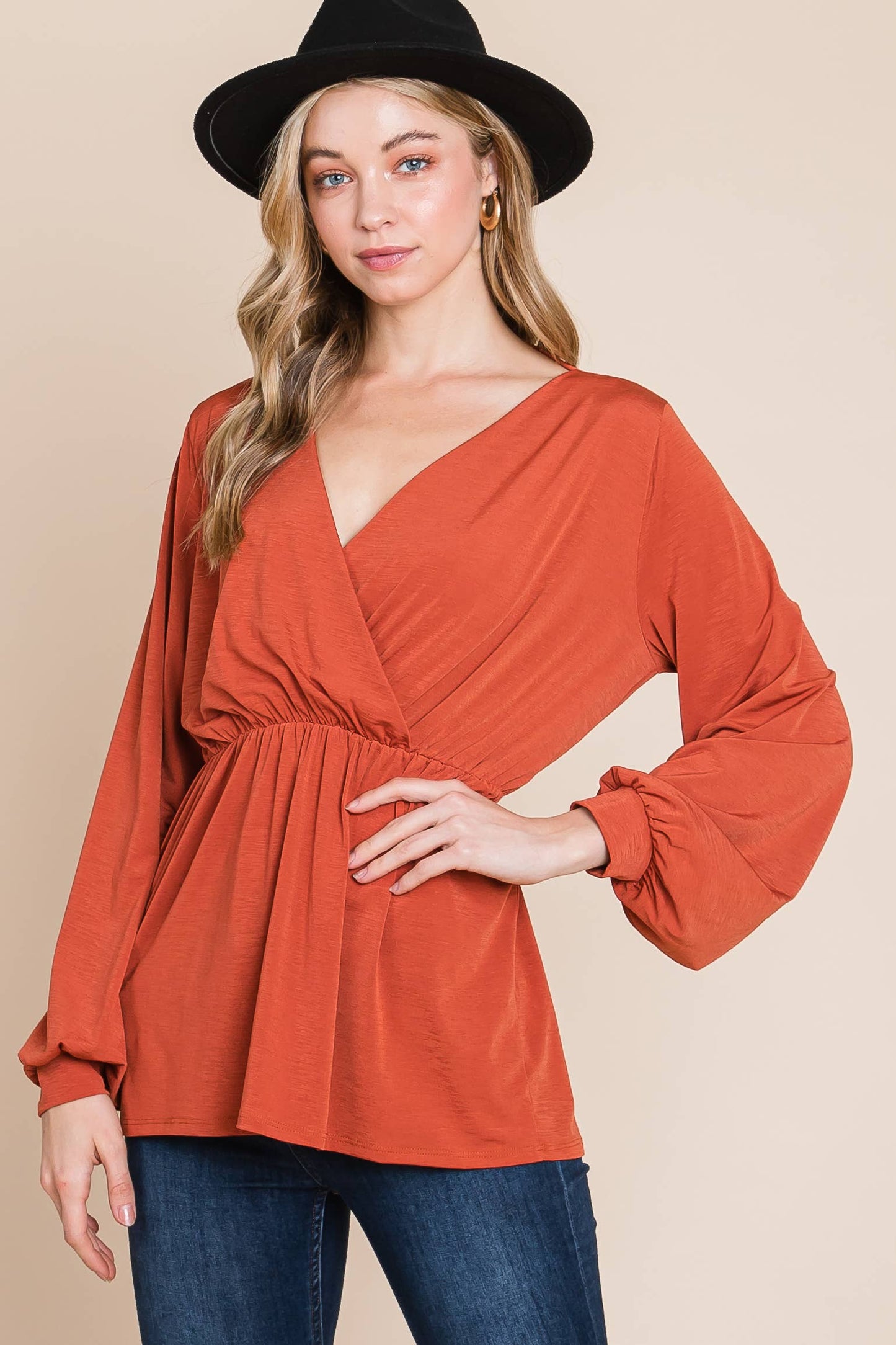 TL1736  LONG SLEEVE WRAP TUNIC