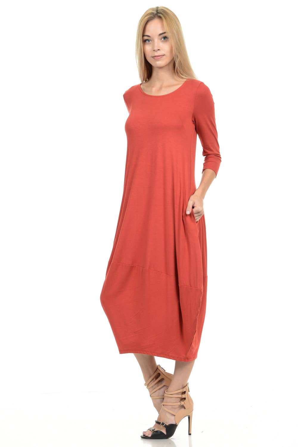 Cocoon Midi Dress with Pockets