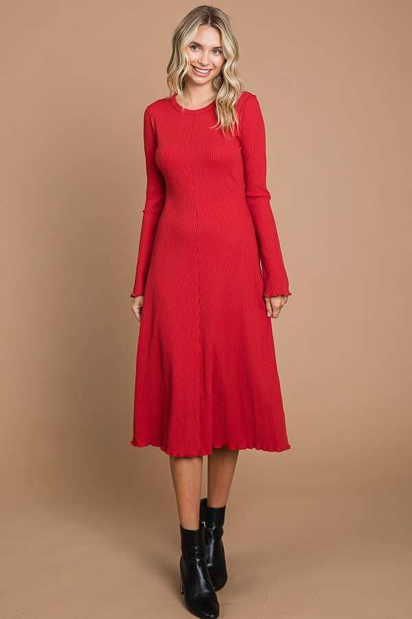 Crew Neck Bell Sleeve Dress