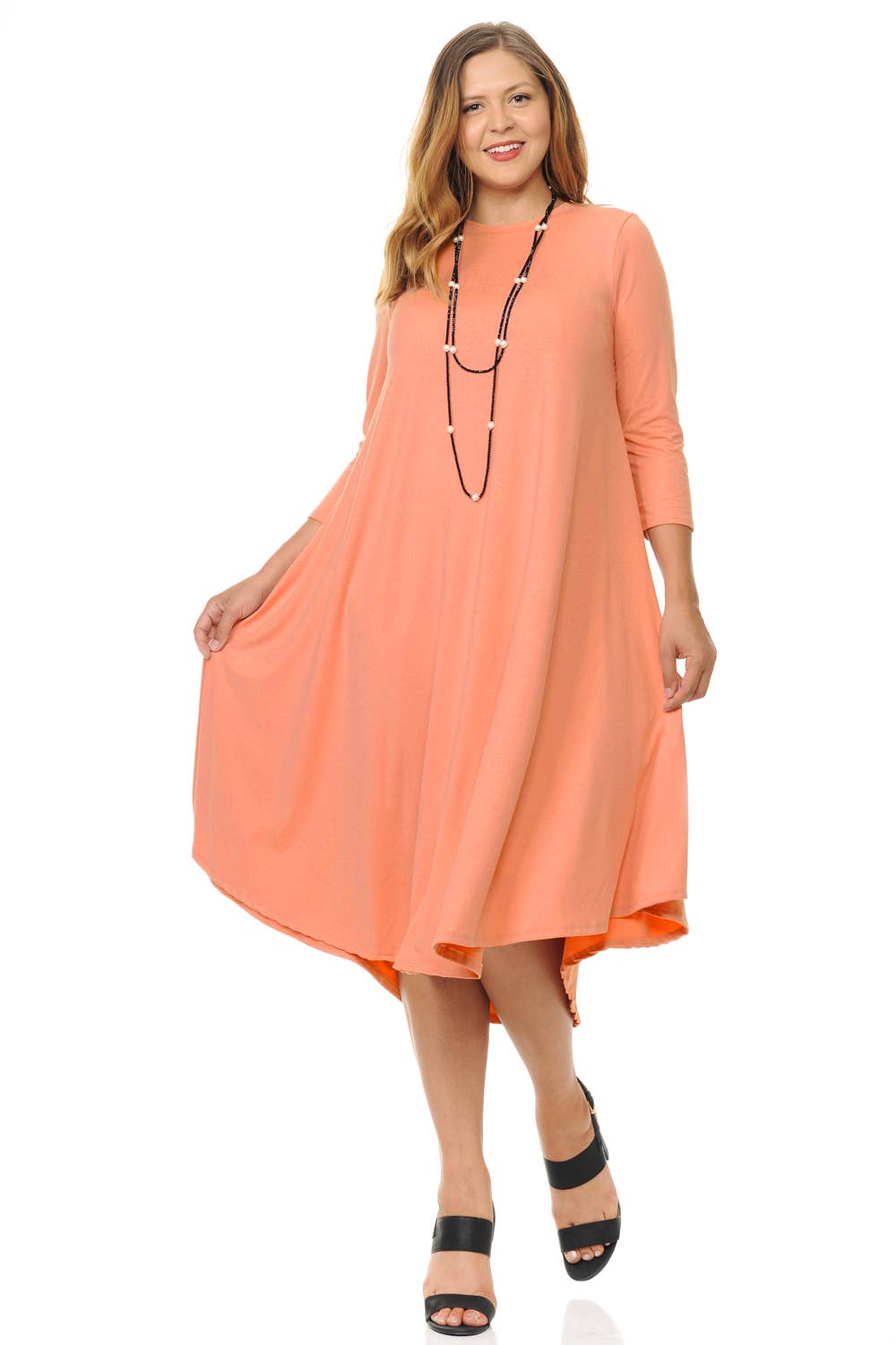 A Line Swing Trapeze Midi Dress Plus