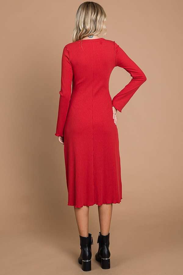 Crew Neck Bell Sleeve Dress