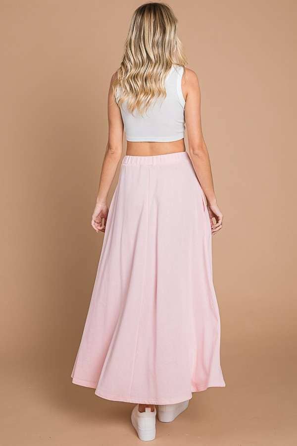 CBF1942-Maxi Full Solid Skirt