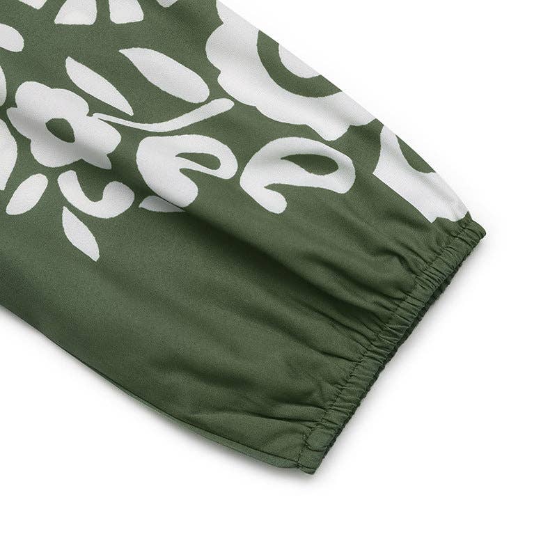 Green Split Hem Folk Style Midi Dress with Belt