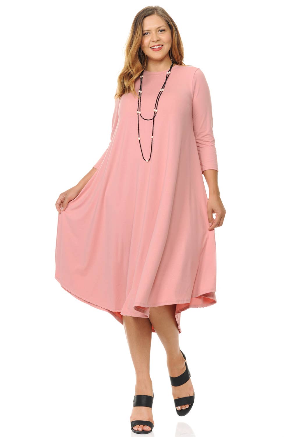 A Line Swing Trapeze Midi Dress Plus