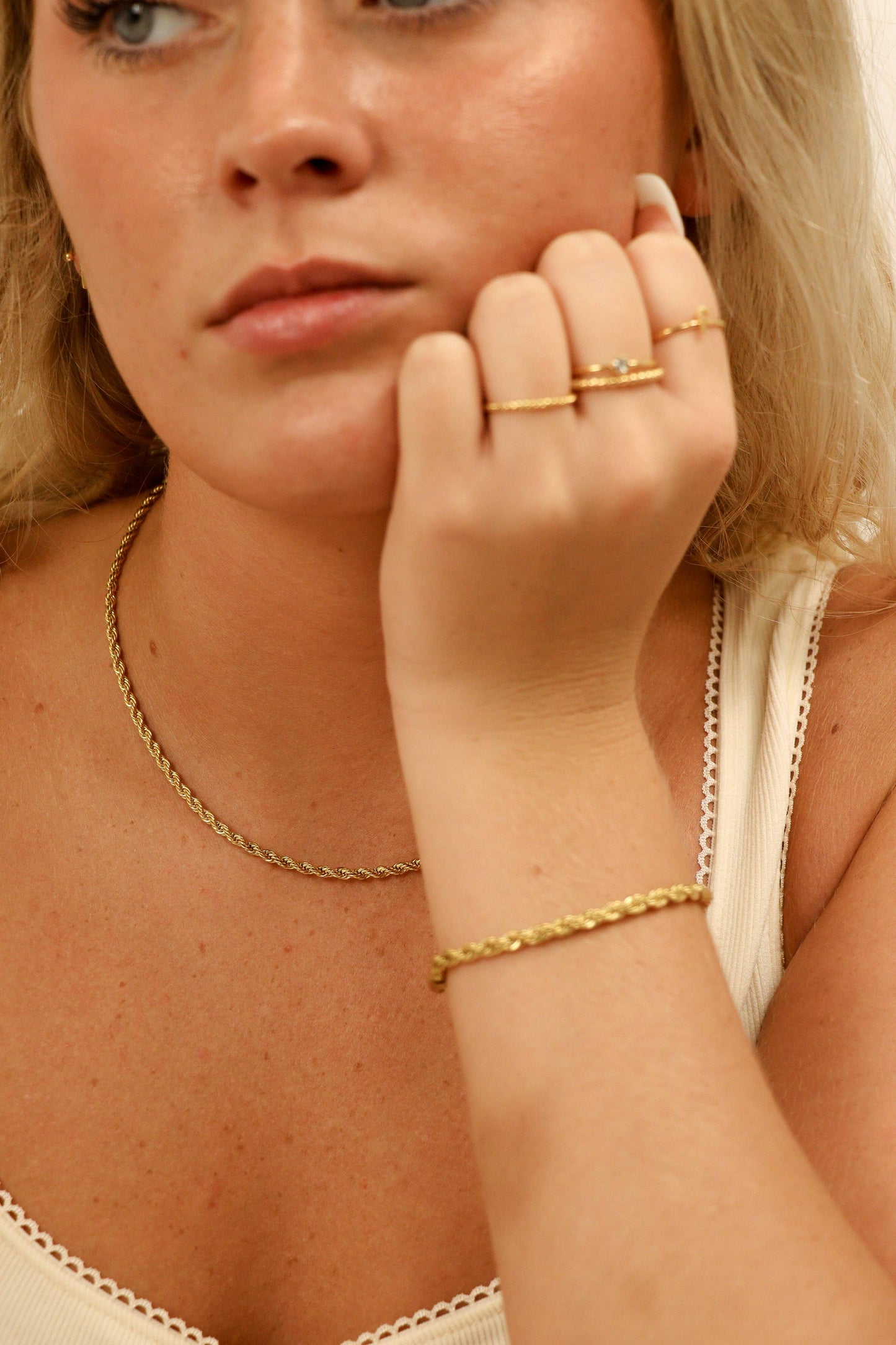Gold Rope Chain Necklace