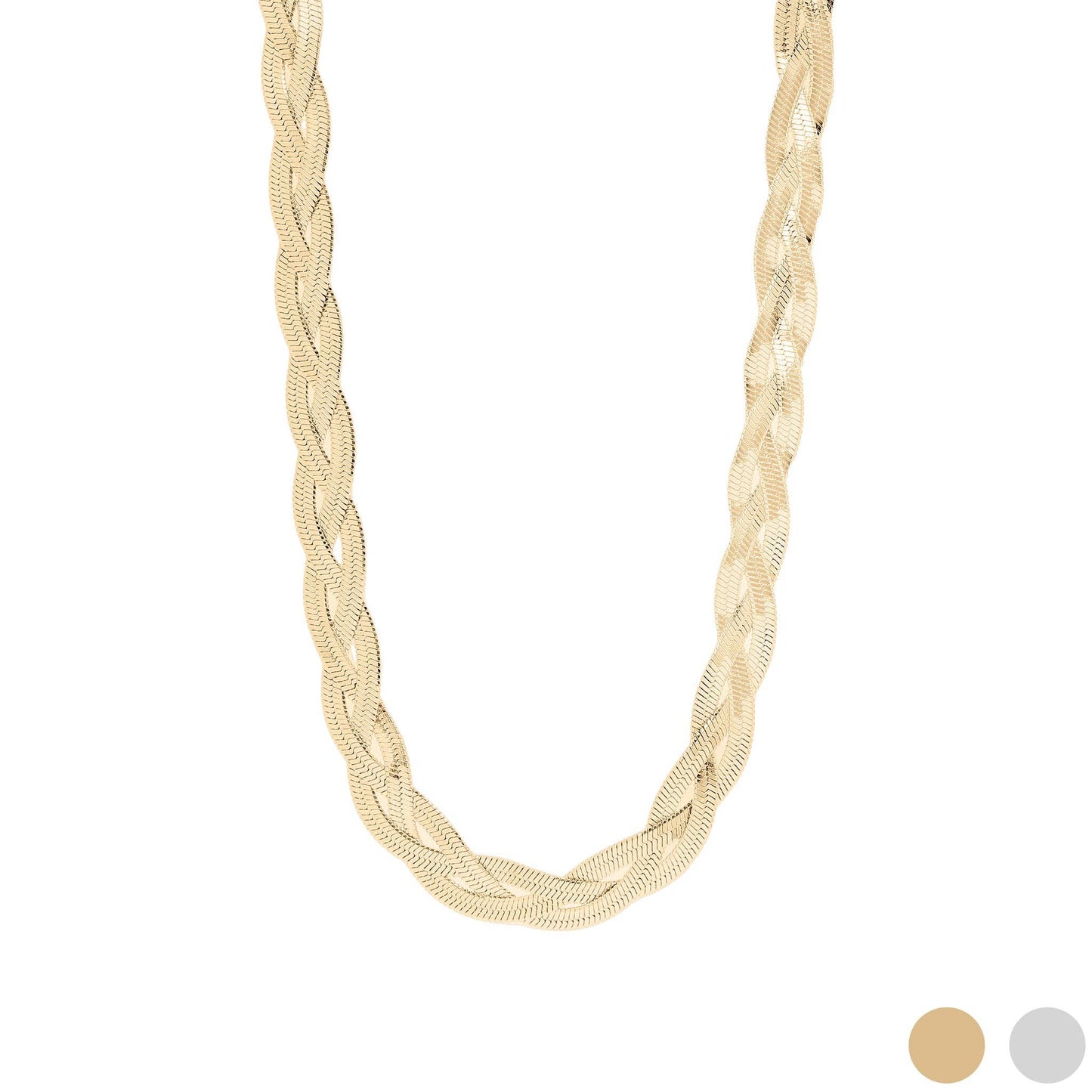18K Gold PVD Stainless Steel Interwoven Herringbone Chain Necklace