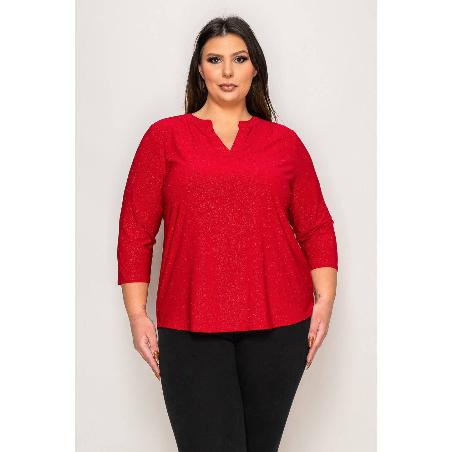 PLUS ITY GLITTER HENLEY SHIRT