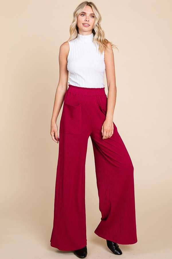 Ruching Frill Wasit Wide Pants