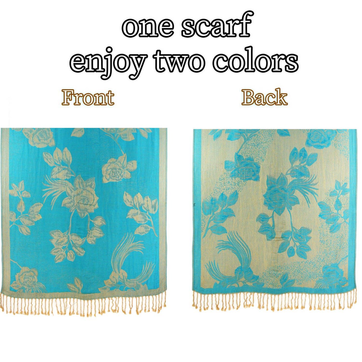 Rose Floral Pashmina Reversible Scarf Shawl