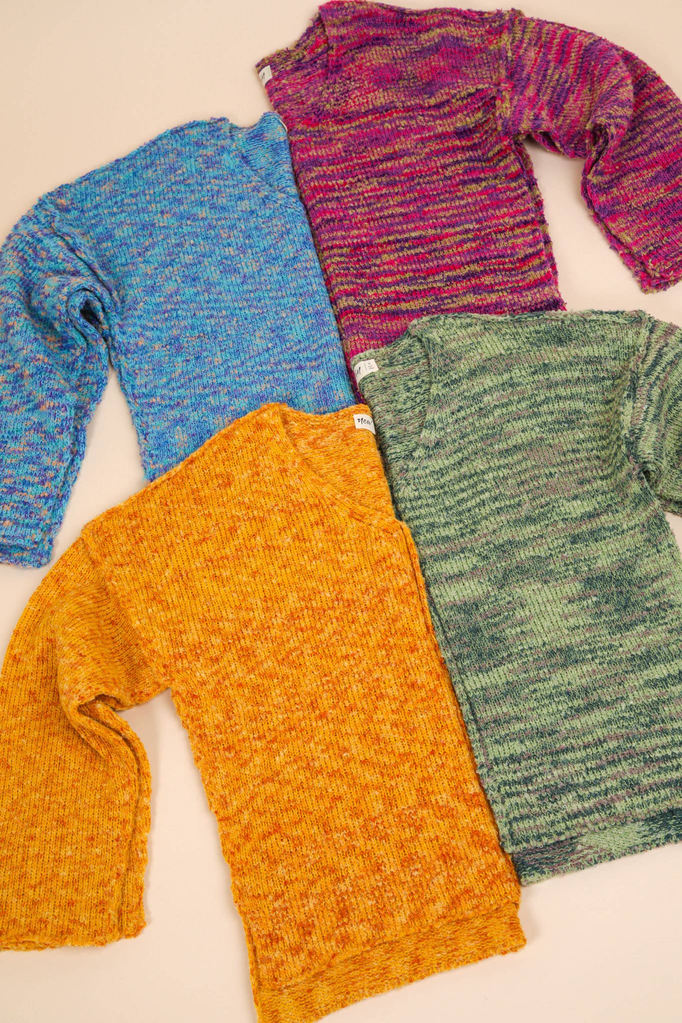 12W3270N-Oversized Casual Multi Color Knit Sweater Top