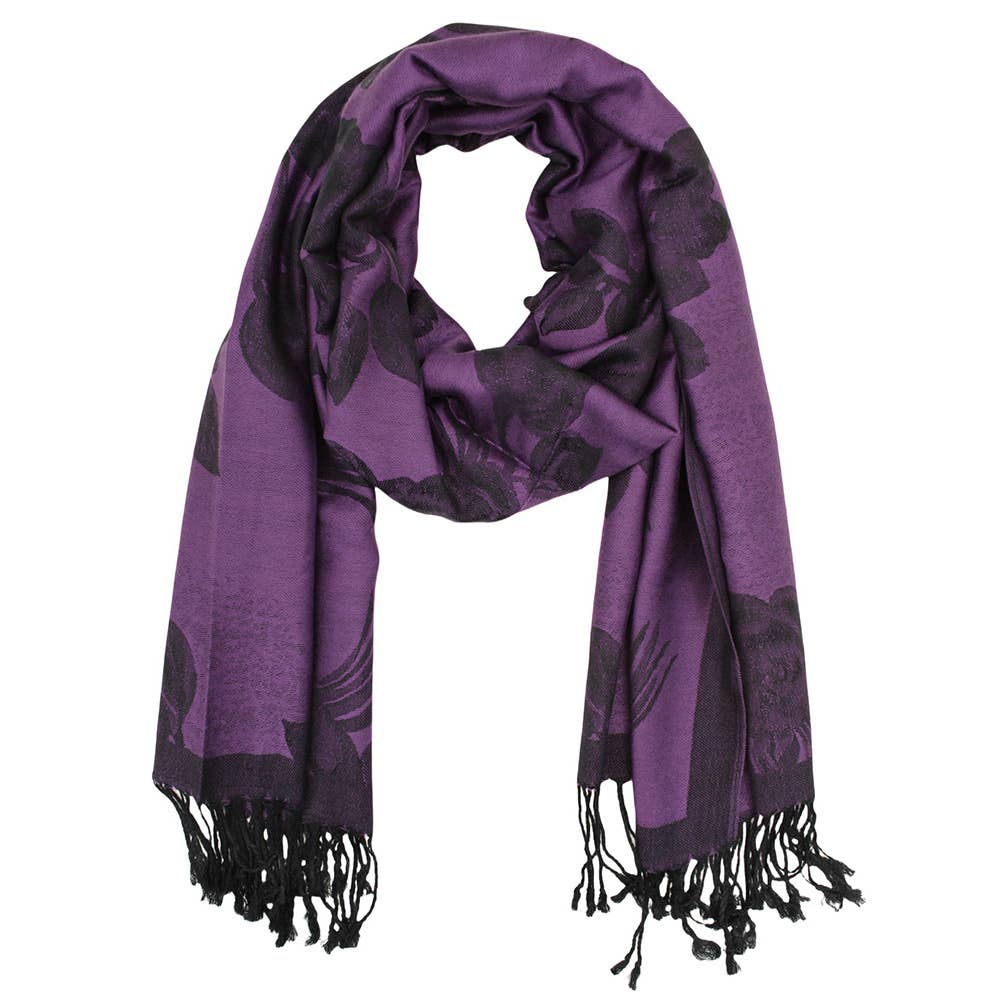Rose Floral Pashmina Reversible Scarf Shawl